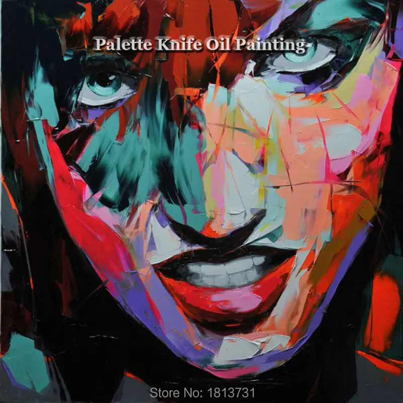 

Hand painted Francoise Nielly Palette knife portrait Face Oil painting Character figure canva wall Art picture12-30