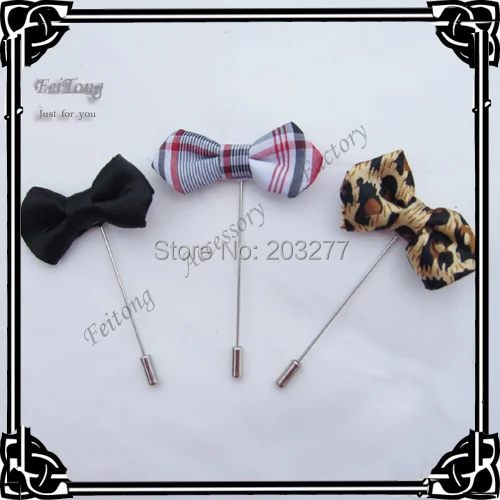 Free shipping!newest 24PCS/LOT  Mens  stick  pins with bow   brooch pin  lapel pins 6color for your choice