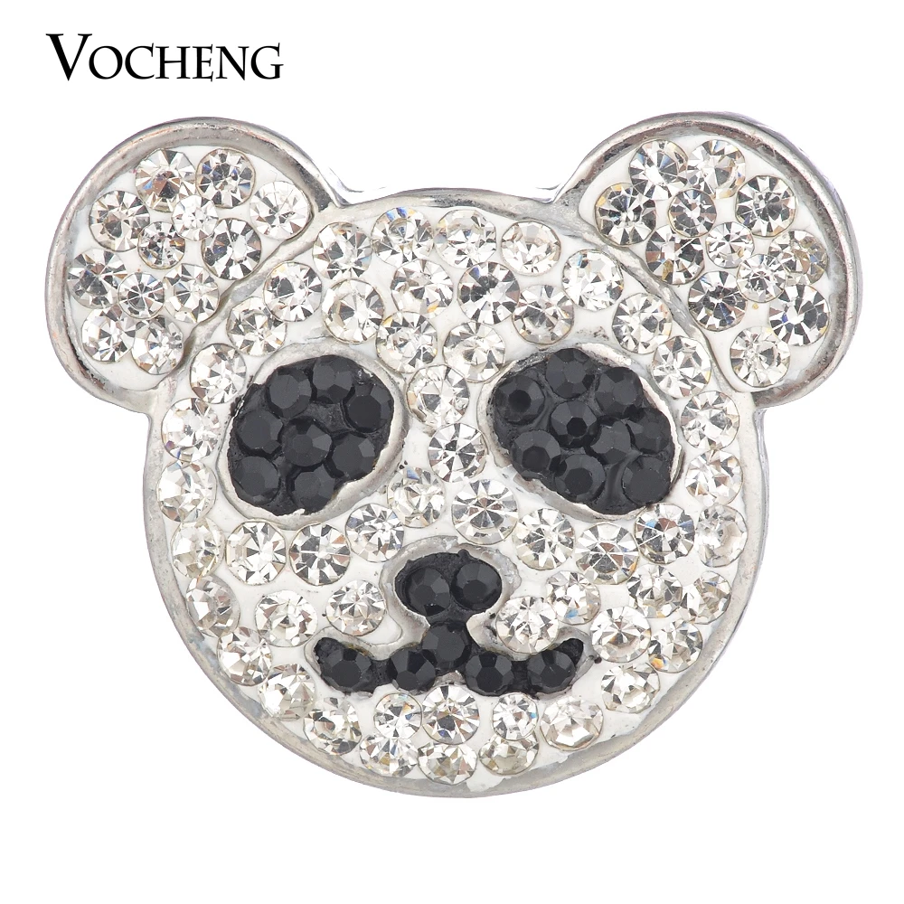 Vocheng Ginger Snap Charms Sugar Clay Rhinestone Lovely Animals 18mm 4 Colors Vn-1783