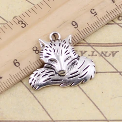 5pcs Charms Wolf Tail Fox 24x28mm Tibetan Bronze Silver Color Pendants Antique Jewelry Making DIY Handmade Craft