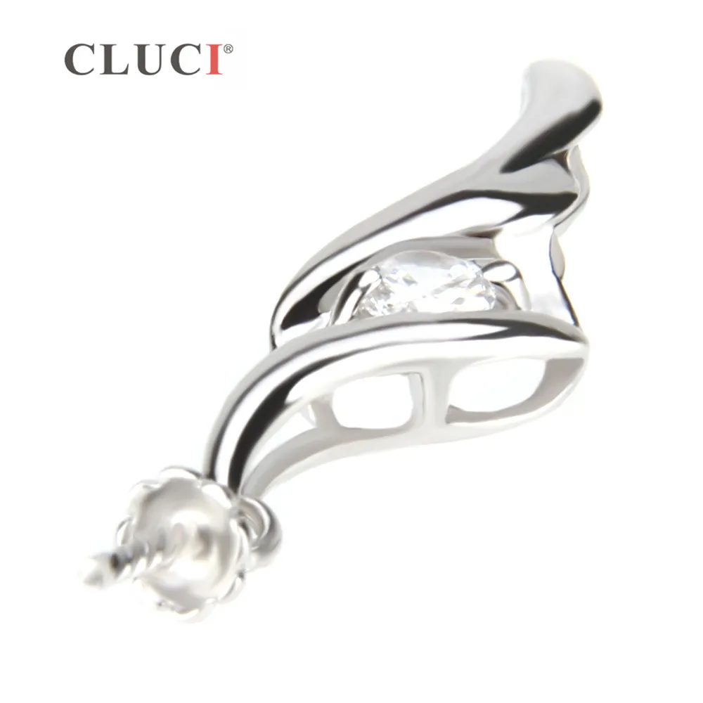 CLUCI women jewelry pendant fitting 925 sterling silver pendant accessories for DIY pearl pendant 16.2*6.5mm one piece SP144SB