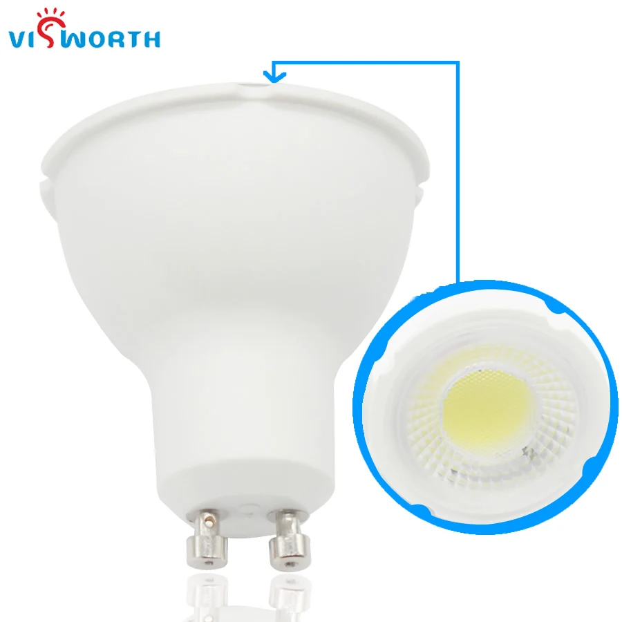 

VisWorth High Brightness GU10 Led Dimmable Spotlight COB 5W 7W Led Bulb AC 110V 220V 240V 60 Degree Warm Cold White Led Lamp