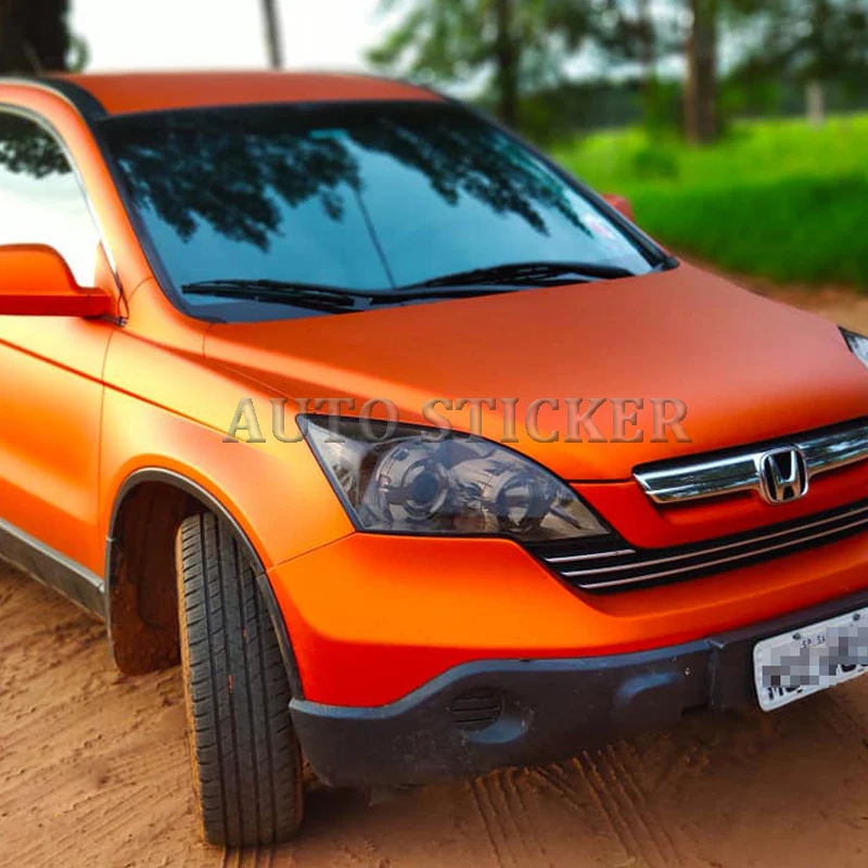 

Bright Orange Satin Vinyl Car Wrap With Air Bubble Free Matte Metallic Orange Car Wrap Film Covering 1.52*5/10/15/20m