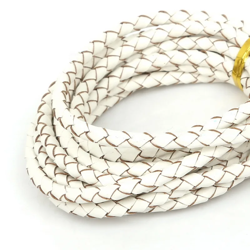 2meters/pack 4mm Round Genuine Braided Leather Cord/Thread/String/Rope for Necklace Bracelet Jewelry Material Supplies 5 Colors