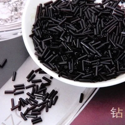 2*6MM 60G/1440Pcs Silver Core Czech Glass Seed Bugle Beads Jewelry Garment Accessories Black