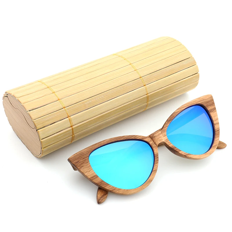 2026 Cat Eye Wood Sunglasses Bamboo Handmade Zebra Wooden Frame Fashion Butterfly Women Sun Glasses Polarized UV400
