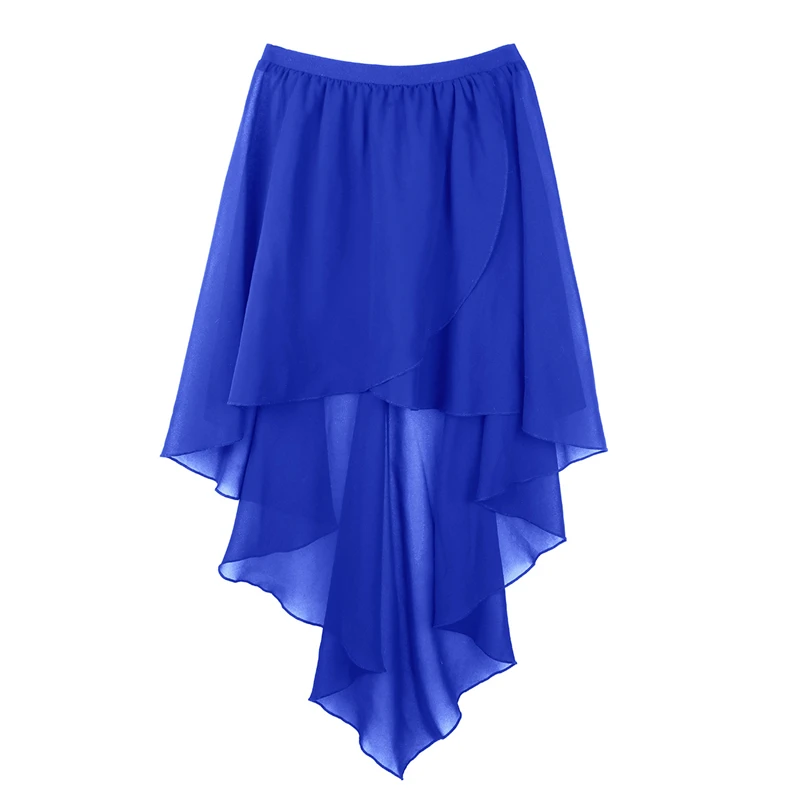 Women Ladies Side-Dip Asymmetrical Chiffon High Waist Skirt Ballet Dance Adult Performance Costume Dance Skirt