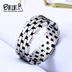 Beier new store 316L Stainless Steel ring Link Chian Rings Punk Rock Mens Boys Ring  fashion jewelry Trendy  LLBR8-511R