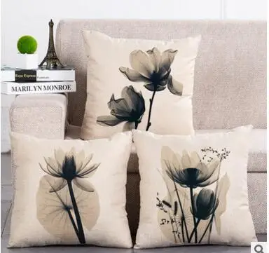 

black white simple flowers cushion cover pillowcase decorative simple floral printed pillow cover for throw pillow indoor