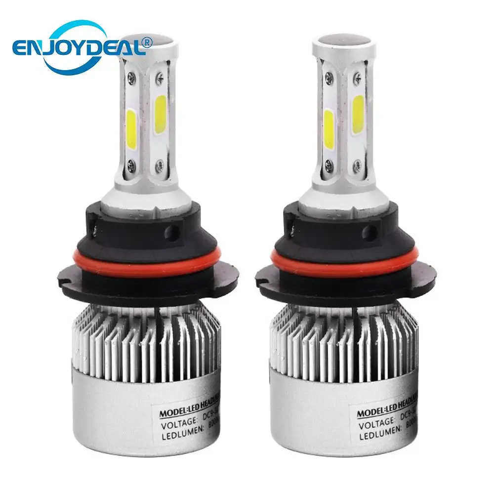 2pcs Car Headlight COB 9007 8000LM 72W LED Auto Lamp Bulb Fog Light Replace Parts 6500K Lights For cars