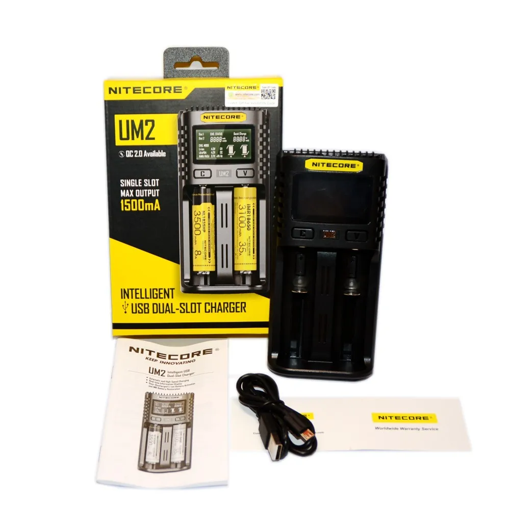Caricabatterie intelligente LCD NITECORE UM4 UM2 C4 VC4 per batterie Li-ion/IMR/mary/ICR/LiFePO4 18650 14500 26650 AA 3.7 1.2V 1.5V D4