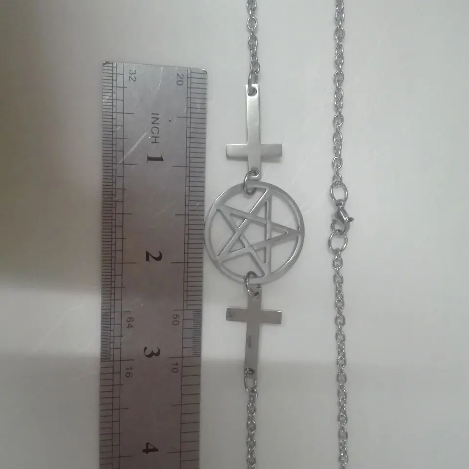 in bulk 5pcs lot XMAS GIFTS Stainless steel religious Cross witchcraft star Pendant Necklace 24''