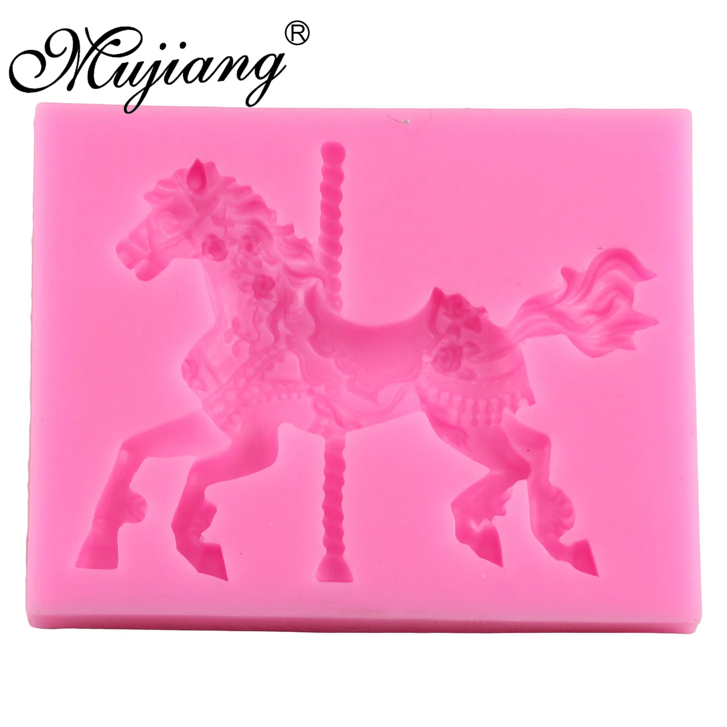 Mujiang 3D Jewelry Carousel Horse Silicone Fondant Molds Party Cake Decorating Tools Candy Clay Chocolate Gumpaste Moulds