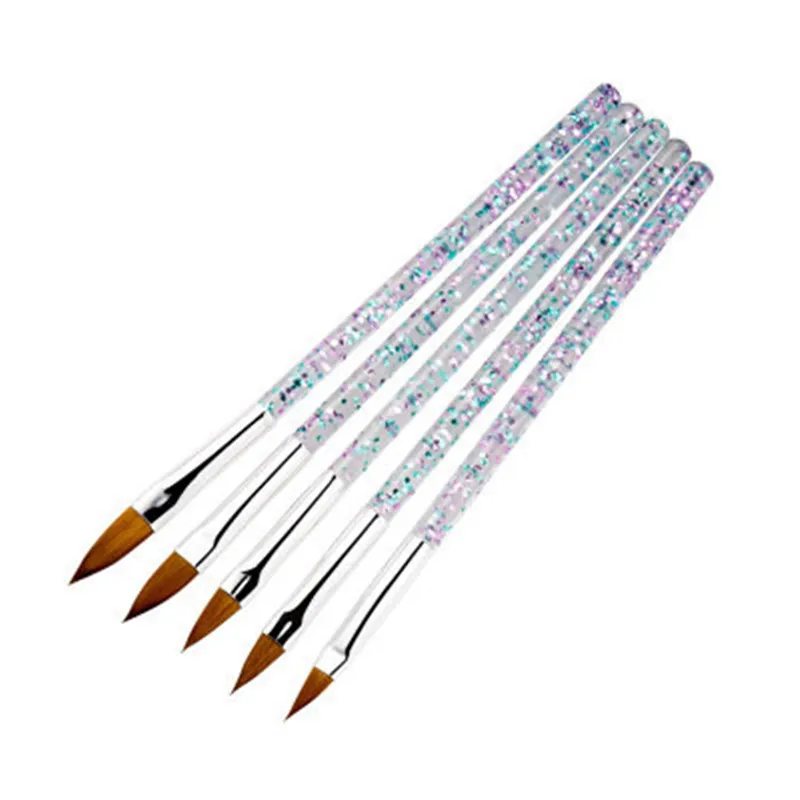 Kolinsky – pinceau pour Nail Art, cristal acrylique, doublure fine, stylo à dessin, peinture sur gel UV, rayures, fleur, outils de manucure, 3 pièces/5 pièces