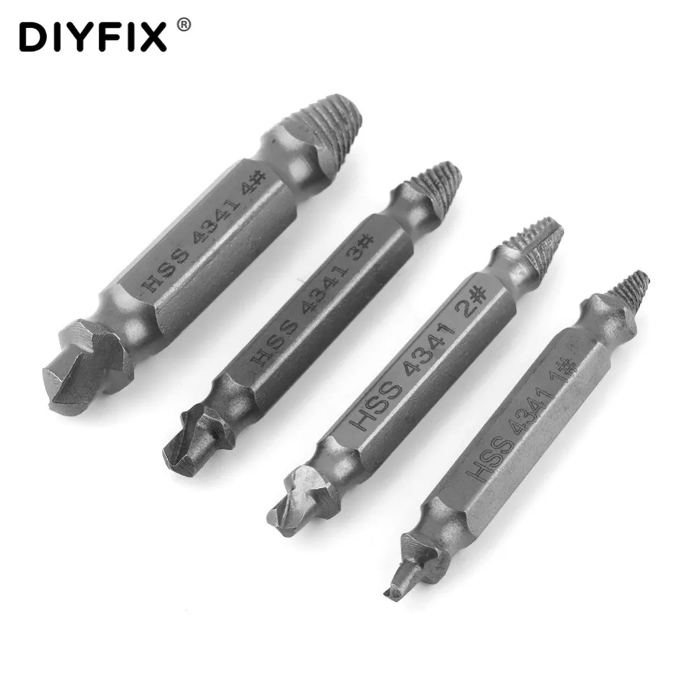 DIYFIX HSS 손상된 나사 추출기 드릴 비트 쉬운 아웃 가이드 세트 깨진 볼트 제거 세트, 전동 공구 세트 액세서리 1 #2 #3 #4 #