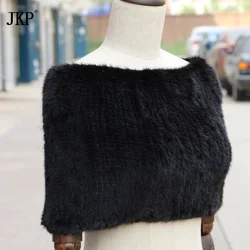 New autumn and winter fur scarf women's real water mink fur woven shoulder shawl warm collar fashion natural mink scarf SD-001