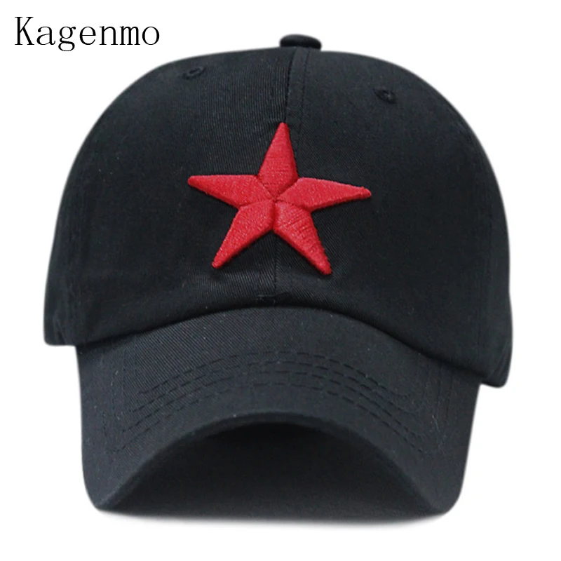 Kagenmo Washed Cotton Red Star Baseball Cap Pentagram Embroidery Leisure Hat 6Color 1Pcs Brand New Arrive