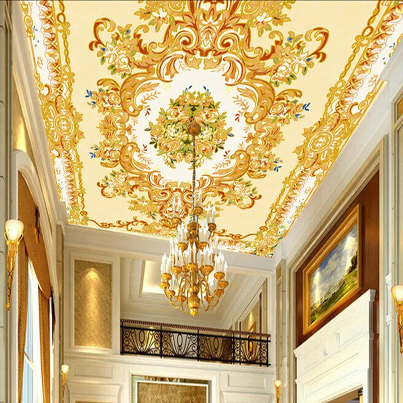 Custom Photo Wallpaper 3D Stereo European Flower Pattern Living Room Bedroom Hotels Ceiling Wall Mural Wallpaper For Walls 3 D