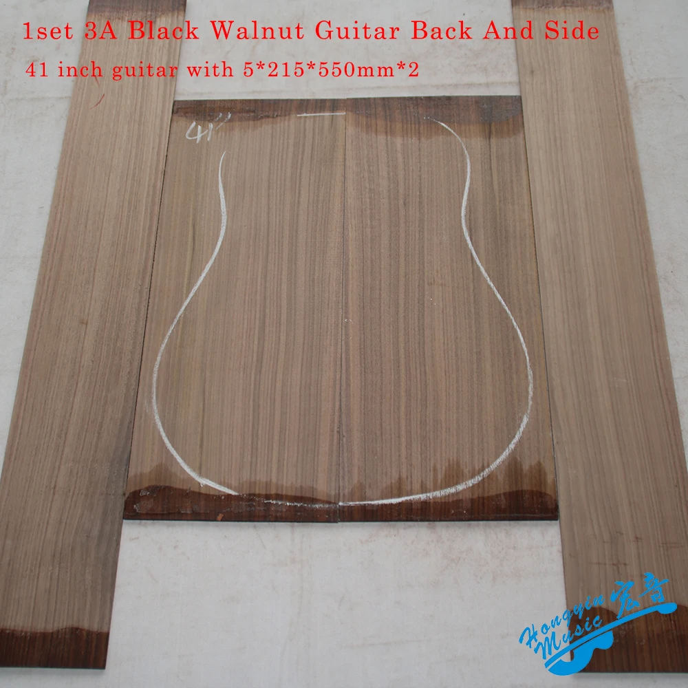 1 Set 3A United States Black Walnut Wood Guitar Back And Side Kit 41inch Guitar Panel Guitarra Making Material 5*215*550mm*2