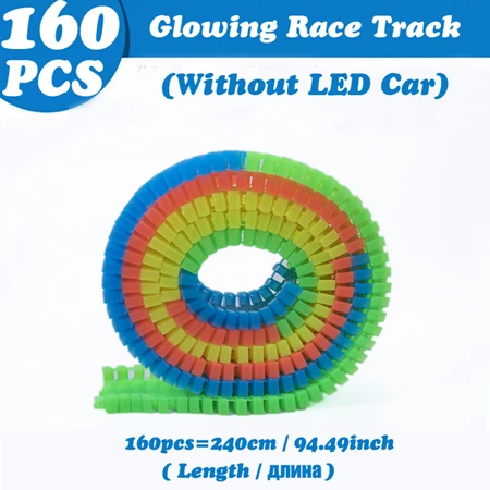Magisches leuchtendes Rennstrecke-Auto, Spielzeugfahrzeug, LED-Licht, Elektronik, Auto, Gleise, Spielzeugteile, Auto für Kinder, Jungen, Mädchen, Geburtstagsgeschenk