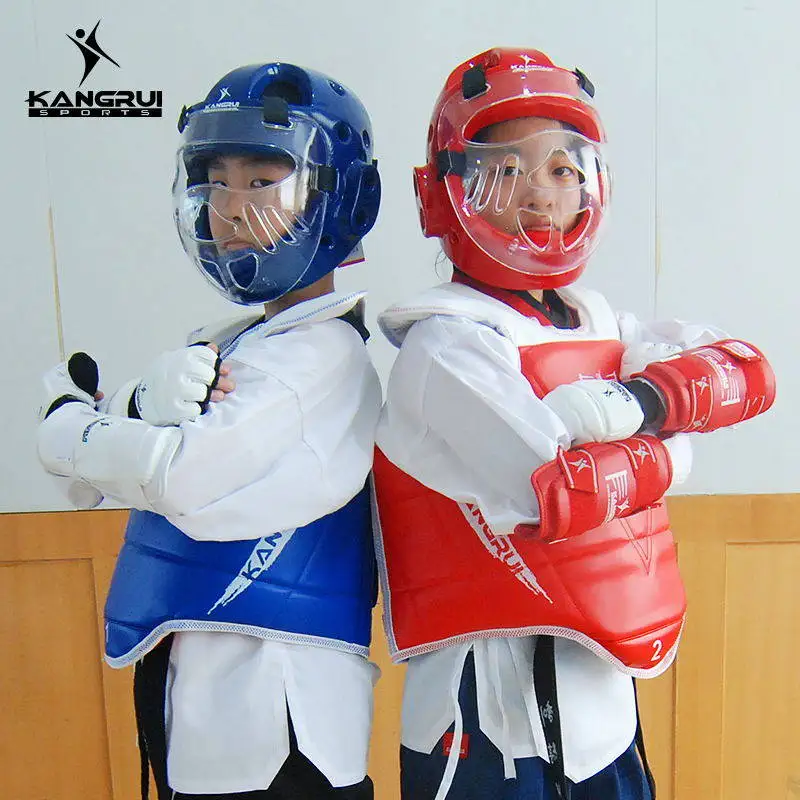 Adult child taekwondo Helmet head protection with face mask karate capacete