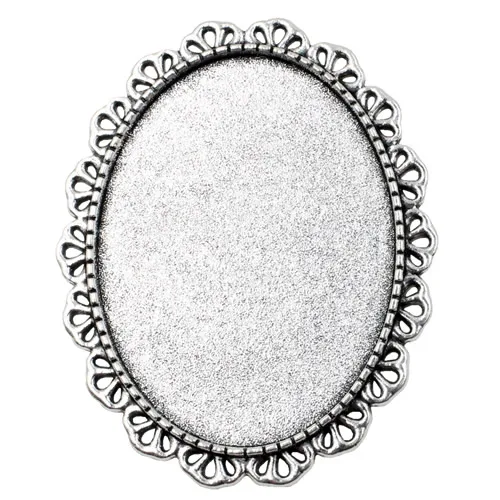 Fit:30x40mm Antique Silver Bronze  Cameo/Glass/Cabochon Frame bezel Settings,Brooch,DIY Accessory Base Charm 3pcs/lot K04634