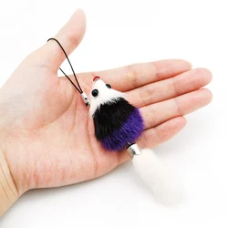 Original New Fluffy Mink Fur Pompom Squirrel Keychain Women Cute Rabbit Fur Little Mouse Key Chain Bag Phone Charms Trinket Gift