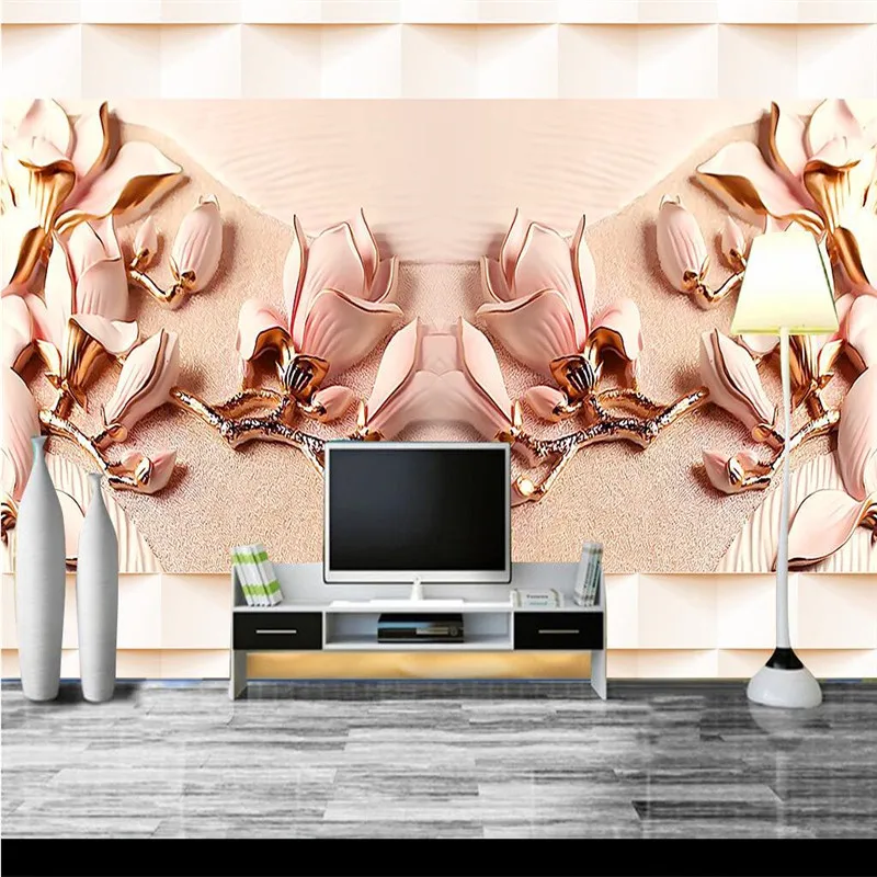 beibehang wall decor paper 3D Classic relief flower Magnolia room living room dining hotel wall covering murals-3d wall paper