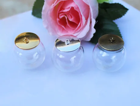 6PCS 30MM 20MM Ball Glass Globe Necklace Pendants With Simple Cap  Empty Hollow Glass Vials pendant Diy Finding