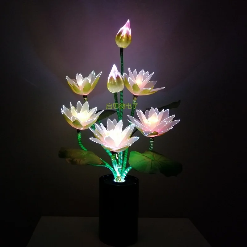 Imagem -03 - Lâmpada Led com Flor de Lótus Cabeças Novo Estilo Iluminação de Lótus Buda Novidade Fibra Óptica Artística