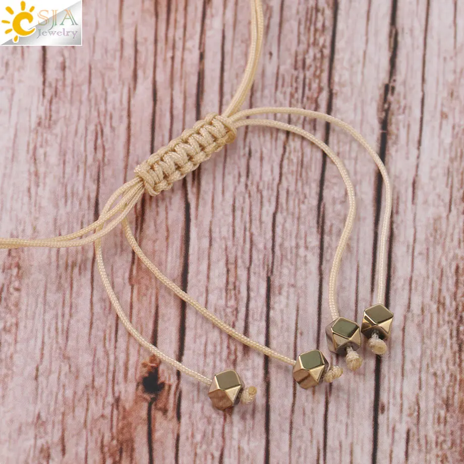 CSJA Natural Sea Shells Bracelets Seashell Bracelet White Gold Color Women Knit Beach Handmade Summer Holiday Jewelry S339
