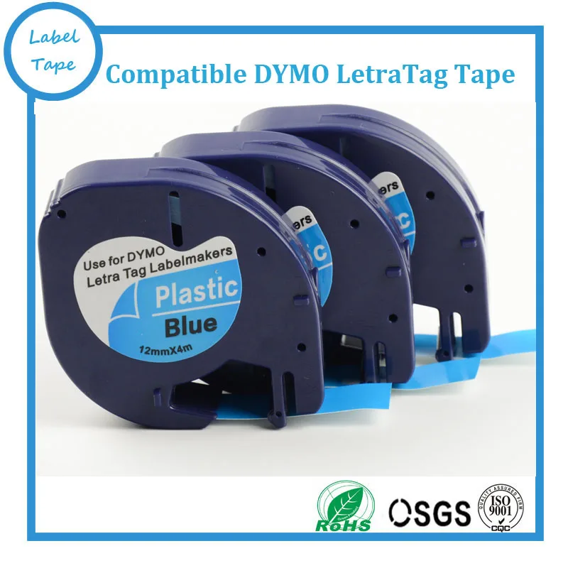 Free shipping compatible 91205 Black on Blue 12mm label tapes for LetraTAG label printer good as original