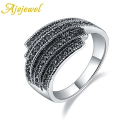 Ajojewel Size 7-10 Geometric Asymmetrical Line Ring For Men And Women Vintage Style Simple Finger Ring Fine Engagement Ring Gift