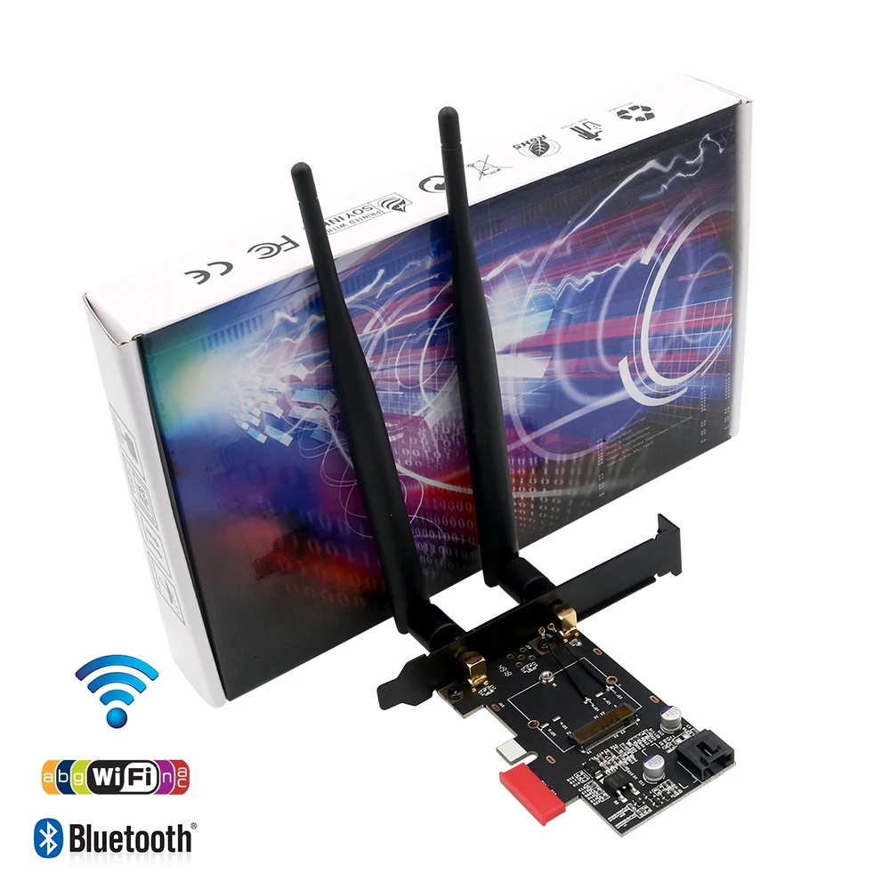 Netzwerk Karten M.2 Wifi Adapter/Karte PCI-E 1X Wifi AC 5 Ghz 5 Ghz Adapter 2x 5dBi WiFi Antenne taste EIN NGFF M.2 Wi-Fi Bluetooth Karte