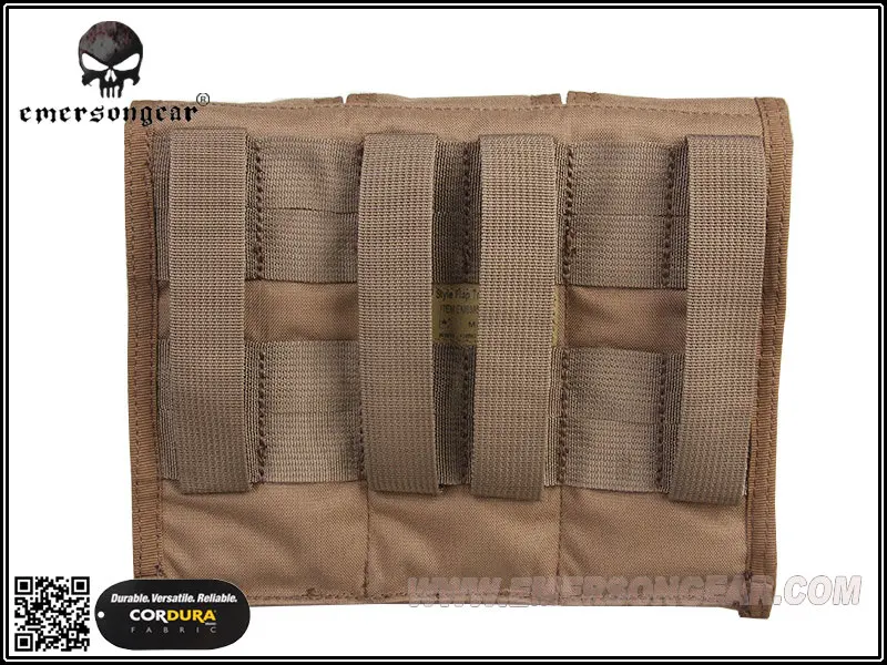 emersongear-Triple Flap Magazine Pouch Only for AVS Vest, Combat Molle, MAG Pouch, Coyote Brown, EM6365