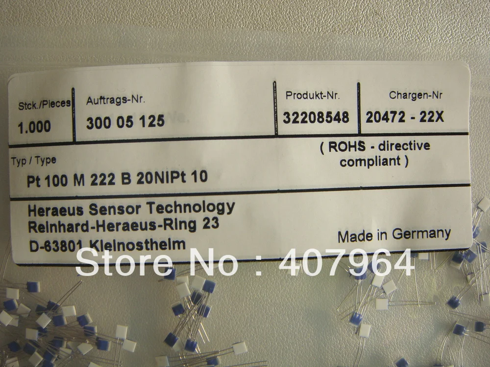 

Thin Film Pt1000 Elemment , Class B, Heraeus Brand, Gemerny Origin, Fast Delivery, Free Shipping