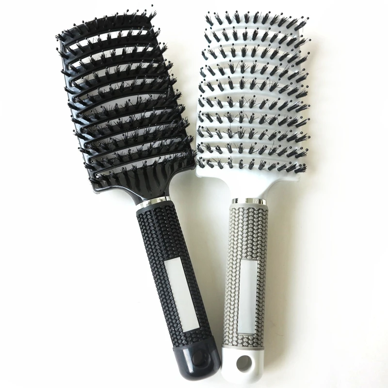 1pcs Anti-static Heat Curved Vent Boar Bristle Brush Salon Hair Styling Comb For Detangling All Hair Tapes 2 Colors Available