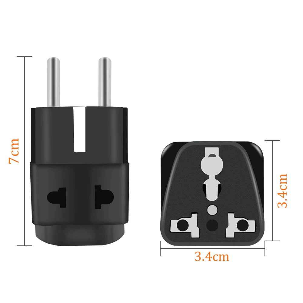 Rdxone European Plug Travel Adapter Schuko Type E/F for Russia ,Germany, France, Europe - Grounded 2 in 1