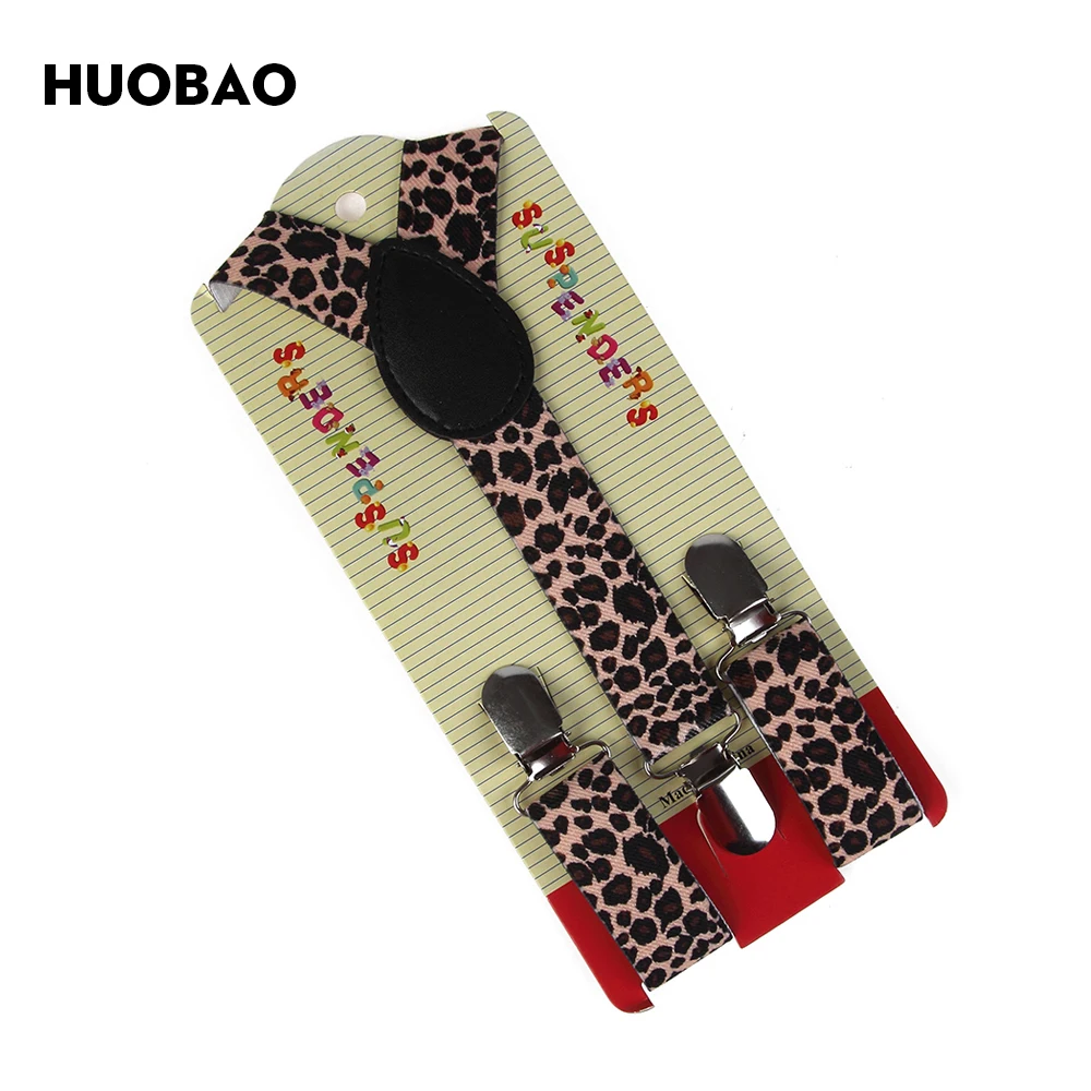 HUOBAO 2018 New Fashion Brown Leopard Suspenders And Bow Ties Sets For Children Kids Boys Girls