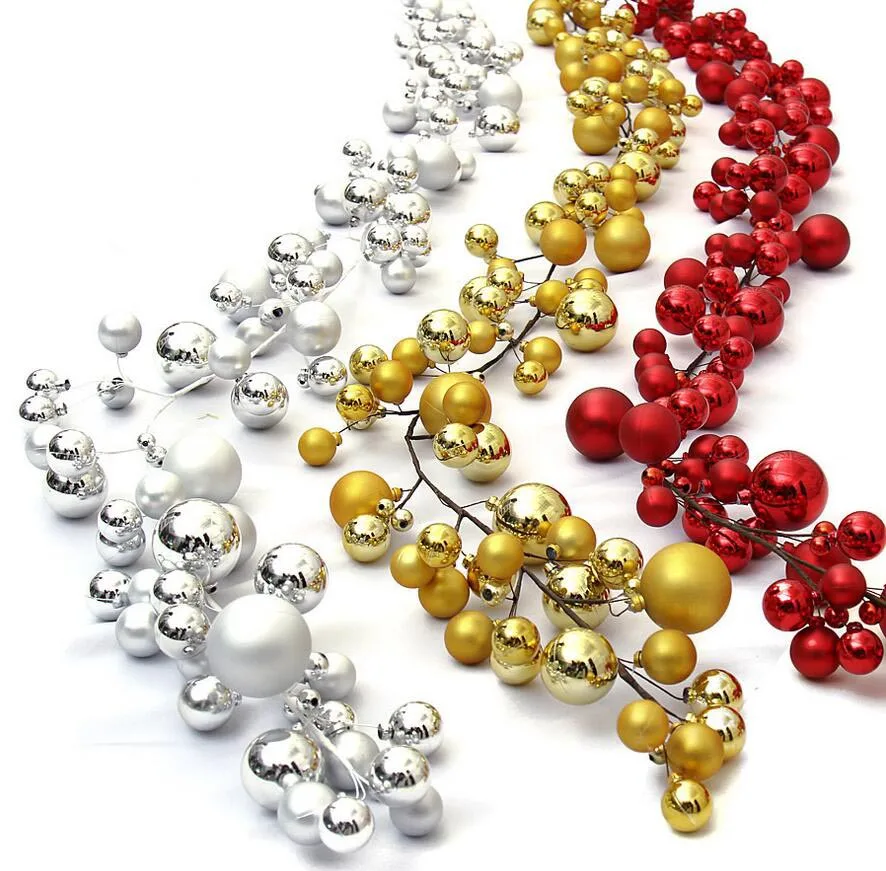 1.8 Meters Red/Gold/Silver Round Ball Cluster Garland For Christmas Holiday Party Birthday Wedding Venue Hanging Decoration