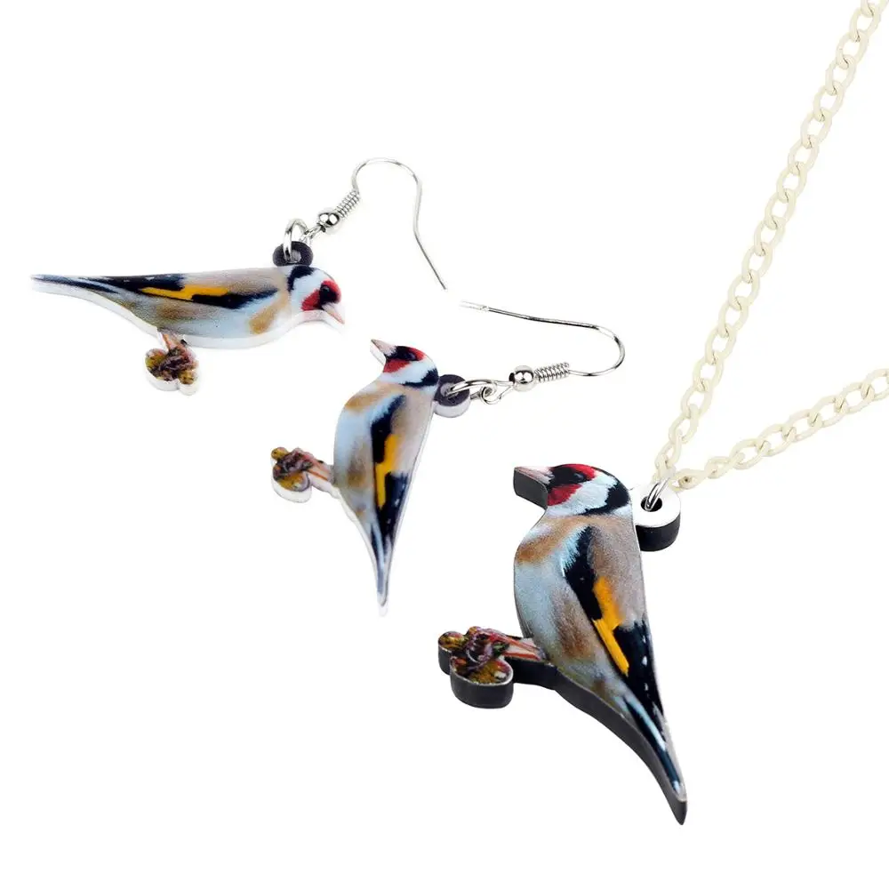 WEVENI Acrylic Jewelry Sets Cute Wild Goldfinch Necklace Earrings Drop Novelty Jewelry For Women Girls Gift Summer Hot Sale