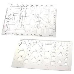 Juego de 2 plantillas de dibujo técnico de geometría de laboratorio químico