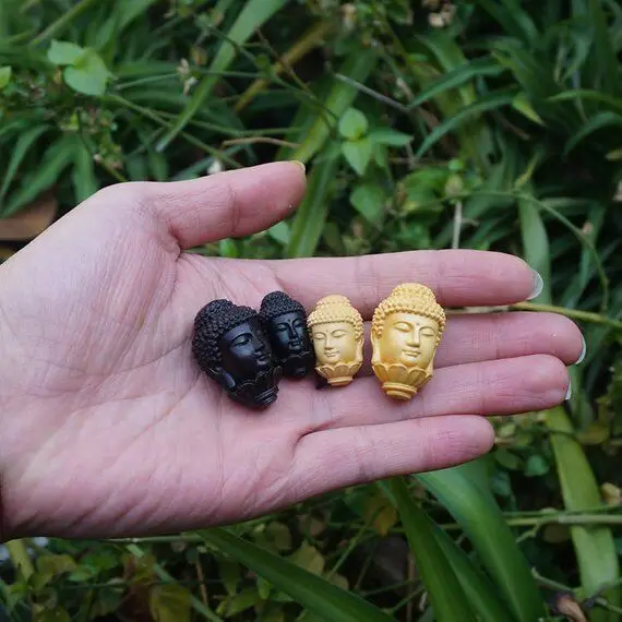 

1pcs 2 Size Natural Boxwood / Black wood Beads Carved Guanyin Buddha Wooden Pendant Loose Mala Space Beads Finding DIY Jewelry