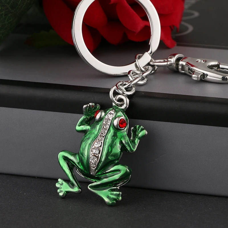 The frog car keyring cute rhinestone crystal key bag charm pendant chain Christmas presents new fashion ysk080 free shipping