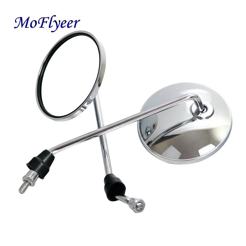 

MoFlyeer Motorcycle Silver Back View Mirror Electric Bicycle Rearview Mirrors Moped Side Mirror 8mm Round