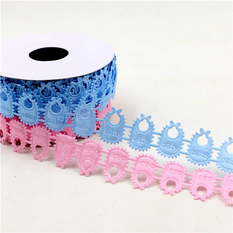 Birthday Party Lovely Stroller Baby Pinafore Blue Pink Design Embroidered Lace Trim DIY Ribbon Baby Shower Supplies 10 yard/roll