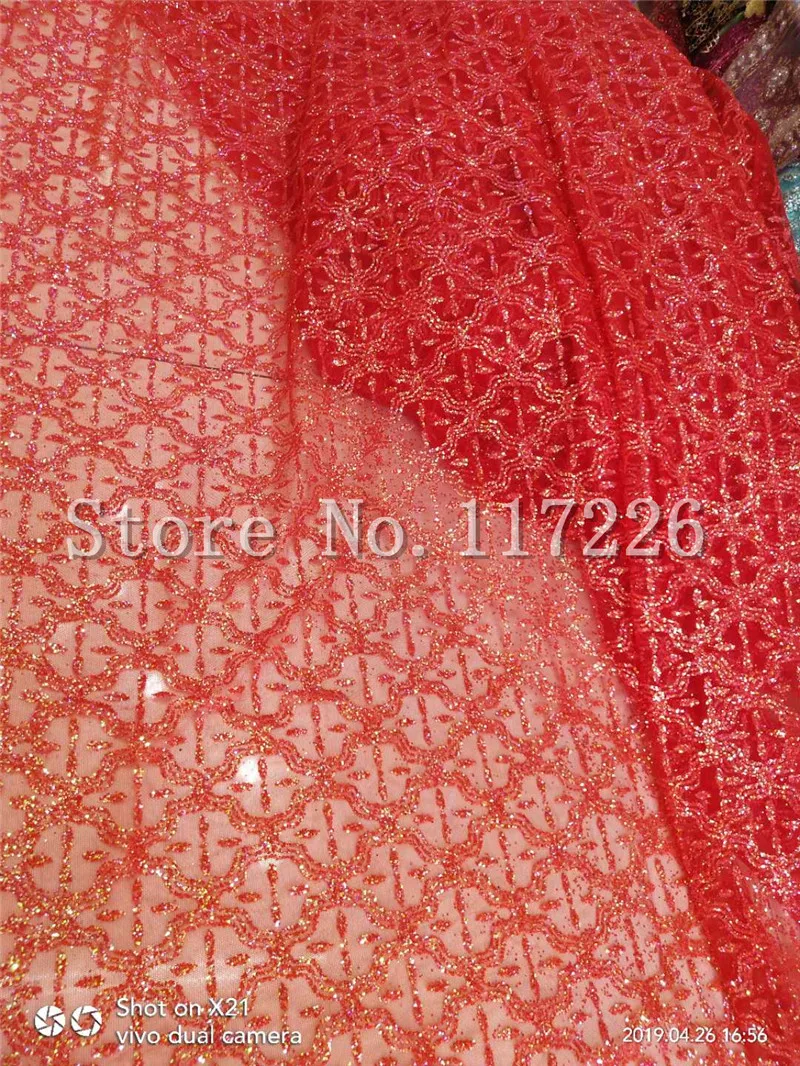 

New good looking glued glitter mesh material for evening dress 5 yards special JRB-5.1001 glued glitter lace fabric