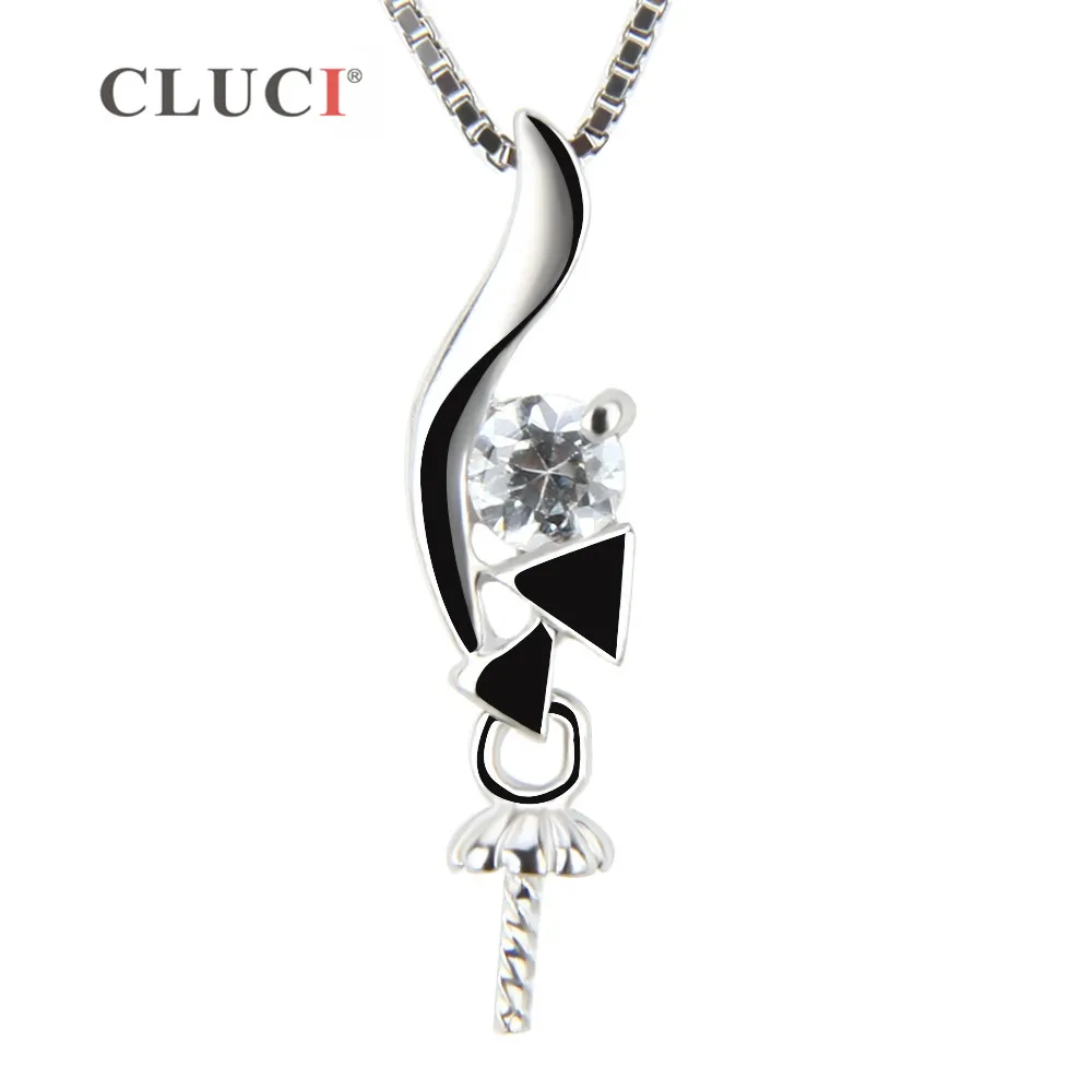 CLUCI women jewelry 18.8*4.6 mm 925 sterling silver pendant accessory charm pendant fitting, can stick pearl on SP148SB