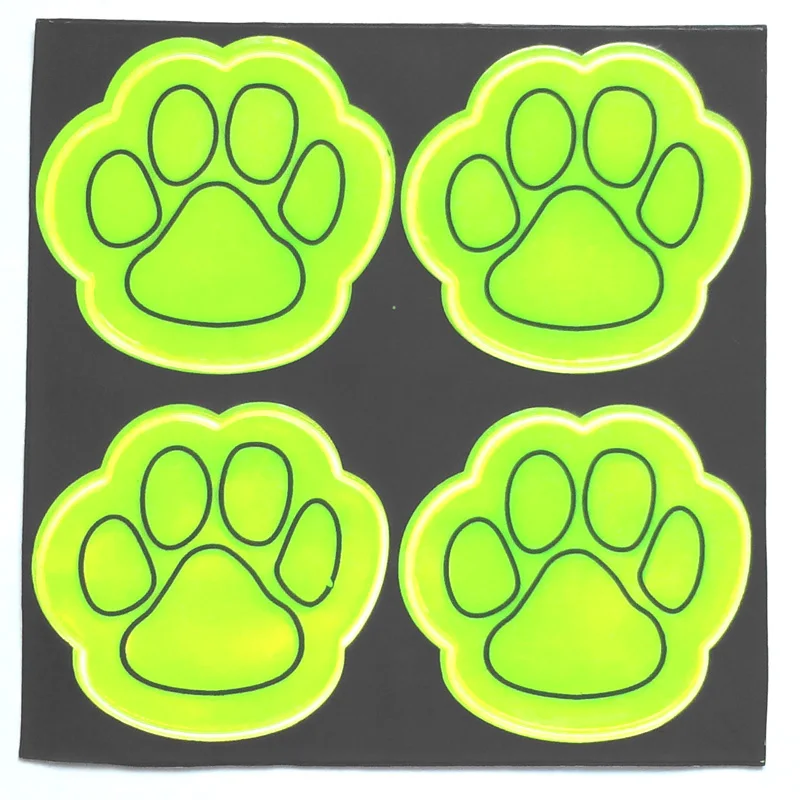 1 Sheet 4Pcs Dog Paw Safety Reflective Sticker for Auto Car School Bag Luggag Bicycle Helem Scooter Skateboard Sticker