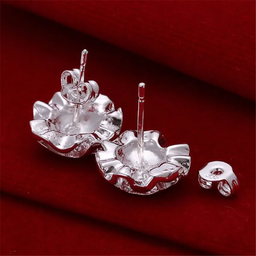 factory  E003 wholesale rose  silver color earrings,Hot sale! fashion/classic jewelry, Nickle free,antiallergic,Factory price